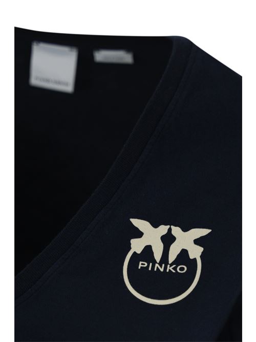 T-shirt Turbato con logo in cotone blu PINKO | 102950 A228G02